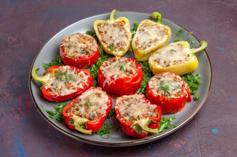 Ground Turkey Stuffed Peppers (Healthy, Easy Dinner Recipe)