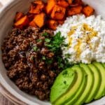 Hot Honey Cottage Cheese Sweet Potato Beef Bowl