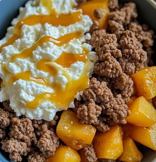 Hot Honey Cottage Cheese Sweet Potato Beef Bowl