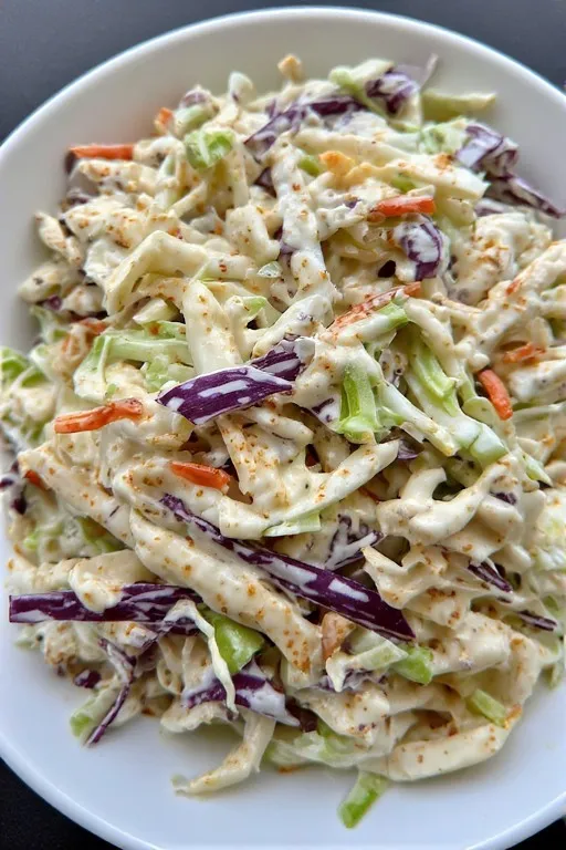 finished gordon ramsay coleslaw garnished with parsley