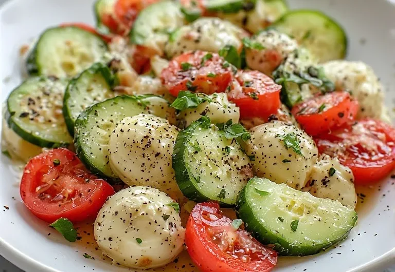 Easy Cucumber Caprese Salad Recipe