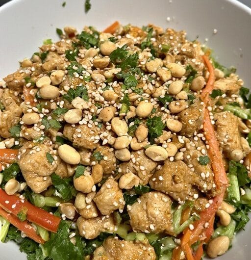 Easy Thai Chicken Salad Recipe with Peanut Dressing