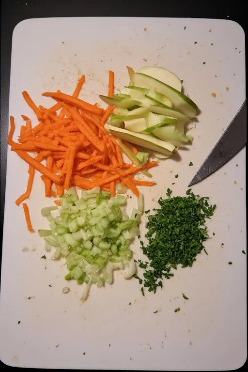 julienned granny smith apple and grated carrots