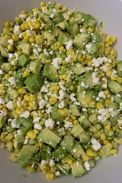 Avocado and corn salad with cheese