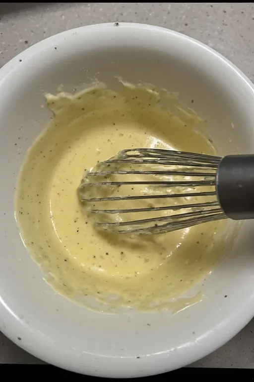 Homemade creamy dressing for chicken pasta salad with mayo and Greek yogurt