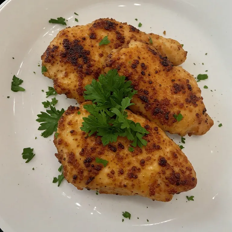 Air fryer boneless skinless chicken thighs resting on plate