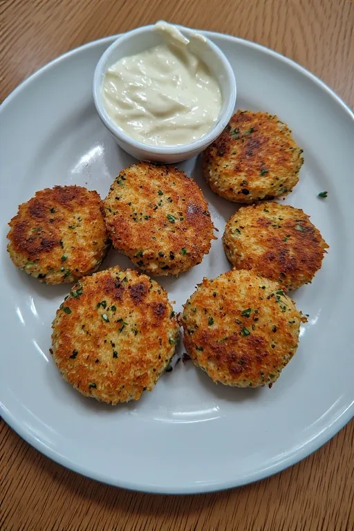 Crispy golden canned salmon patties draining on paper towel after pan frying