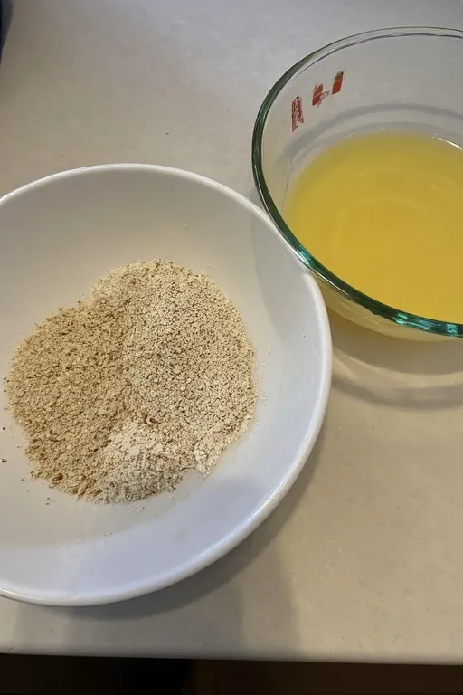 Almond flour and Parmesan coating mixture for keto zucchini fries breading station