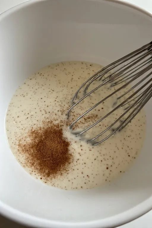 Coconut milk and sugar mixture for mango sago base