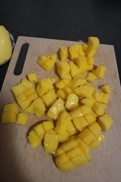 Fresh ripe mango diced for mango sago dessert recipe