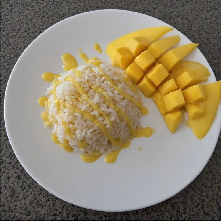 mango-sticky-rice-white-plate