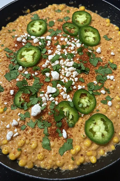 Charred corn mixed into creamy base for Mexican street corn dip recipe