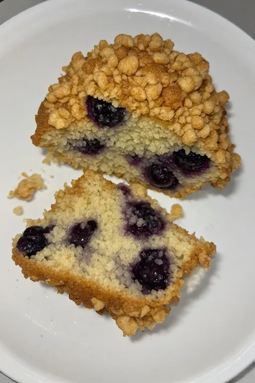 Best blueberry muffin split open showing moist interior with fresh blueberries