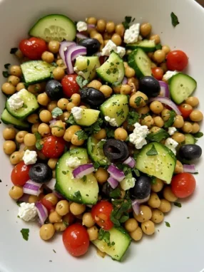 Alt text: Greek chickpea salad