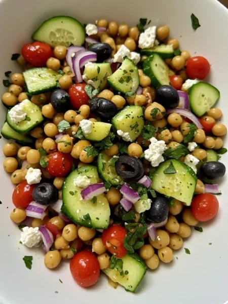 Alt text: Greek chickpea salad